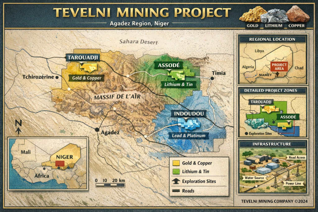 carte du projet minier tevelni